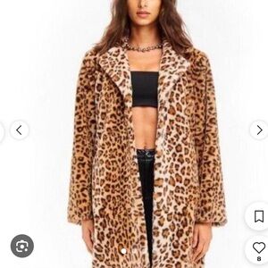 I AM GIA Faux Leopard Coat Size Small